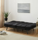 Memory Foam Futon Sleeper Sofa Bed Couch Convertible Foldable Black 72 Inch