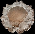 Ricardo Laurel Lead Crystal Ashtray Vtg Frosted Flowers Heavy Cigar 5 dx1 5 h