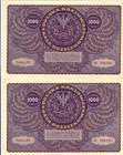 1919 Poland 1000 Marek  p-29   Consecutive Serial Number Pair   Choice Au unc