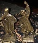 Vintage Israel Tamar Brass Bronze Dancing Jewish Fiddler Figurine Judaica 2 Pc