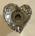 1990 Arthur Court Bunny Rabbit Floral Heart-shaped Aluminum Candle Holder 2 X 4 