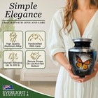 Black Butterfly Adult Cremation Urn For Human Ashes  Large With Velvet Bag