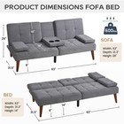 Sofa Bed-fabric Small Futon Couch For Dorm bedroom college Lightgrey