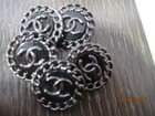 Chanel 5 Buttons   Black   With Dark Silver  Cc Logo 23mm  lot 5
