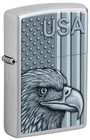 Zippo 46825  Usa-eagle   American Flag Design  Satin Chrome Lighter