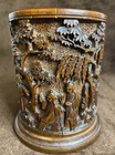 Chinese Finely Carved Brush Pot Bitong Rosewood Antique Asian Intricate  read