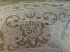 Vtg 12 5  Pale Pink Frosted Glass Bowl Etched Design