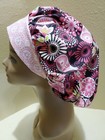 Medallion Floral  pink  Women s Bouffant Surgical Scrub Hat cap Handmade