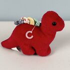 Dinosaur Plush Baby Rattle Toy Stuffed Animal Red Vtg Applause 5    W tags 80s 90s
