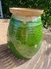 Rare Antique French Green Glazed Ceramic Pitcher-provence  19th Century