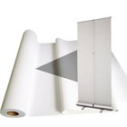 Aqueous Curl Free  Fabric - White Back- Retractable Banner Stand Canvas Roll
