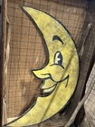 Vintage Halloween Style Hand Painted Moon Sign  Hand Aged To Perfection 