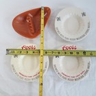 4 Coors Ashtrays Vintage 1970s Bottle Cap Shape Orange Triangle Pottery Lot