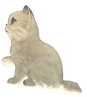 Kitten Figurine White   Blue Eyes Vintage White Cat  Ceramic Sculpture