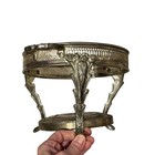 Vintage Silver Plate Bride s Basket Stand Frame Pierced Gallery Ornate Handles