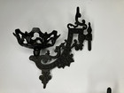Antique Emig Cast Iron Oil Lamp Wall Sconces Black Ornate   Lot 2