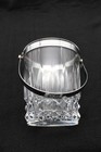 Vintage Cristal D arques France Crystal Ice Bucket Stamped Silver Handle 1970s