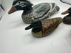 Vintage Hand Carved And Painted Set Of 3 Small Wooden Ducks  And 1 Large