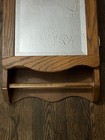 Antique Oak Bathroom Medicine Cabinet Mirror Towel Bar Glass Shelves 32   x15   