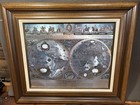 Blaeu Gold Foil Wall Map    nova Totius Terrarum    Double Hemisphere 27x24 Framed