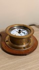 Antique Seth Thomas Sons   Co  Brass Marine Ship Clock Wood Mount Missing Glass