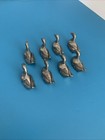 Lot Of 8 Vintage Pewter  Duck Place Card Holders Table Decor Set