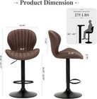 Bar Stools Set Of 2  Modern Swivel Bar Chairs  Adjustable Faux Leather Upholster