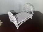 Dollhouse Miniature 1 12 Scale Wire  Wicker Bed White Ornate