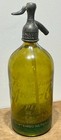 Vintage 40   s Green Yellow Argentinan Handmade Glass   Metal Soda seltzer Bottle