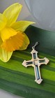 830s Vtg Scandinavian Norwegian Silver Blue Crystal Cross From Norway Handmade