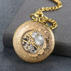 Mens Pocket Watch Mechanical Gold Case Hollow Hands Chain Hand-winding Luxury