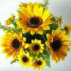 26-head Yellow Artificial Silk Sunflower Bouquet Flowers Ornaments Home Wedding