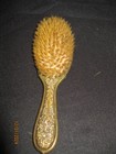 Antique Art Nouveau Era Porcelain Hair Brush W  Roses - Gold Tone Handle
