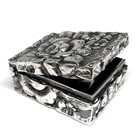 Antique Victorian Repousse Sterling Stamp Box Holder Postage 1890s Silver Signed