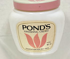 Vintage Ponds Vanishing Cream Foundation Oily Skin Milk Glass Jar Paper Label