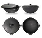 22 L Cast Iron Cauldron For Camp Fire Deep Pan Lagman Kazan With Lid                      