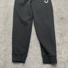 True Religion Sweatpants Kids Xl Black Joggers Horseshoe Logo Drawstring Fleece