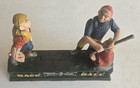 Vintage Cast Iron Baseball Mechanical Coin Bank Tested And Works