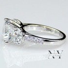 Moissanite Three Stone Engagement Ring 3 50 Carat Round Cut Solid 14k White Gold