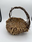 Vintage Woven Split Oak Splint Buttocks Egg Basket  Primitive Twig Cottage