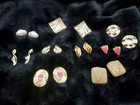 9 Pair Goldtone  Silvertone Mixed Vtg Earring Lot G2