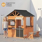 Qaba Outdoor Playhouse  Wooden Kids Playhouse With Play Kitchen And Bench