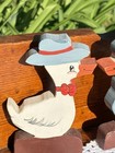 Two Small Hand Painted Wooden Geese Ducks Folk Art Country Decor Shelf Sitter