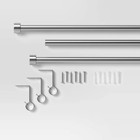 Threshold Brushed Nickel Finish Expandable Steel Curtain Rod 66  To 120  Lengths