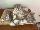 Vintage Stuffed Fabric Sitting Cat   Kitten - Handmade Pillow Printed Cloth