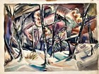 Arne Bodholdt Mid Century Chicago Modern Large Watercolor Exhibited Colorful   