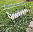 43  Folding Wood   Iron English Cottage Bench Patio Park Garden Outdoor