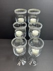 Set Of 6 Glass Tea Light Candle Holders Wine Glass Shape Rinestone Wedding Decor