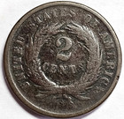 1864 Large Motto Two Cent Coin Ag Free Shipping