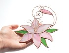 Stained Glass Pink Lily Suncatcher  Flower Windows Hanging Decor